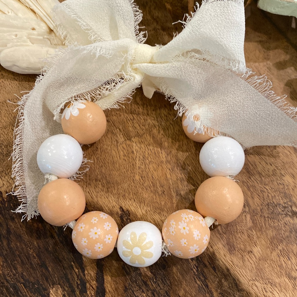 Neutral Beaded Chiffon Ribbon Bracelet 12$